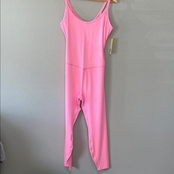 Bubblegum Pink Ribbed One-Piece Workout Bodysuit Unitard All In Motion Women 1X - Picture 3 of 5